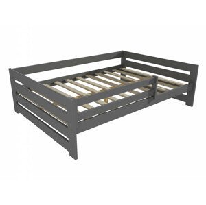 Dětská postel DP 025 XL se zábranou (Rozměr: 120 x 200 cm, Barva dřeva: barva šedá)
