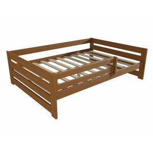 Dětská postel DP 025 XL se zábranou (Rozměr: 120 x 200 cm, Barva dřeva: moření dub)