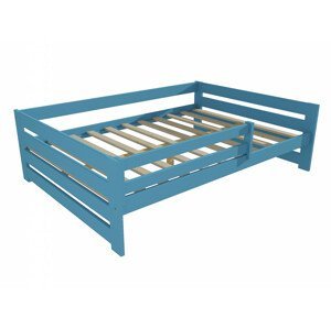 Dětská postel DP 025 XL se zábranou (Rozměr: 120 x 200 cm, Barva dřeva: barva modrá)