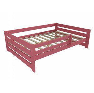 Dětská postel DP 025 XL se zábranou (Rozměr: 120 x 200 cm, Barva dřeva: barva růžová)