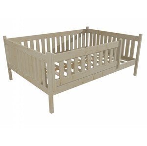 Dětská postel M 012 XL NEW* se zábranou (Rozměr: 120 x 200 cm, Barva dřeva: surové dřevo)