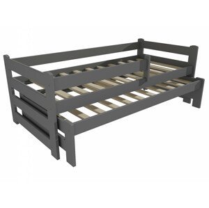Dětská postel s výsuvnou přistýlkou DPV 001 se zábranou (Rozměr: 90 x 190 cm, Barva dřeva: barva šedá)