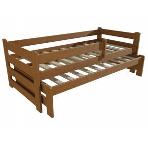 Dětská postel s výsuvnou přistýlkou DPV 001 se zábranou (Rozměr: 90 x 190 cm, Barva dřeva: moření dub)
