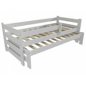 Dětská postel s výsuvnou přistýlkou DPV 001 se zábranou (Rozměr: 90 x 200 cm, Barva dřeva: barva bílá)