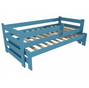 Dětská postel s výsuvnou přistýlkou DPV 001 se zábranou (Rozměr: 80 x 180 cm, Barva dřeva: barva modrá)