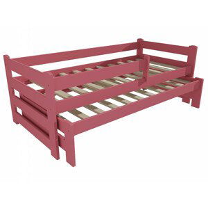 Dětská postel s výsuvnou přistýlkou DPV 001 se zábranou (Rozměr: 80 x 180 cm, Barva dřeva: barva růžová)