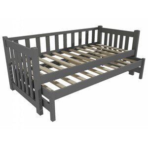 Dětská postel s výsuvnou přistýlkou DPV 002 (Rozměr: 90 x 190 cm, Barva dřeva: barva šedá)