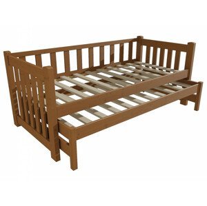 Dětská postel s výsuvnou přistýlkou DPV 002 (Rozměr: 80 x 180 cm, Barva dřeva: moření dub)