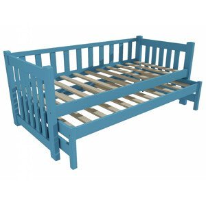 Dětská postel s výsuvnou přistýlkou DPV 002 (Rozměr: 90 x 190 cm, Barva dřeva: barva modrá)