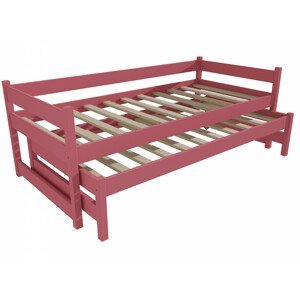 Dětská postel s výsuvnou přistýlkou DPV 003 (Rozměr: 90 x 190 cm, Barva dřeva: barva růžová)
