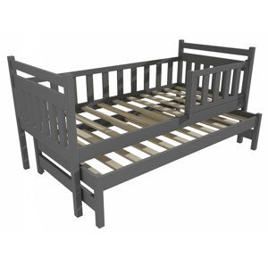 Dětská postel s výsuvnou přistýlkou DPV 004 se zábranou (Rozměr: 90 x 190 cm, Barva dřeva: barva šedá)