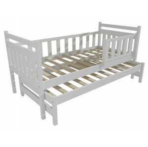 Dětská postel s výsuvnou přistýlkou DPV 004 se zábranou (Rozměr: 90 x 190 cm, Barva dřeva: barva bílá)