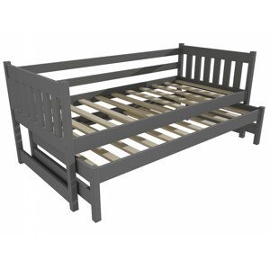 Dětská postel s výsuvnou přistýlkou DPV 006 (Rozměr: 90 x 190 cm, Barva dřeva: barva šedá)