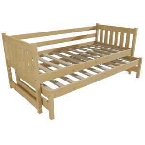 Dětská postel s výsuvnou přistýlkou DPV 006 (Rozměr: 90 x 200 cm, Barva dřeva: bezbarvý lak)