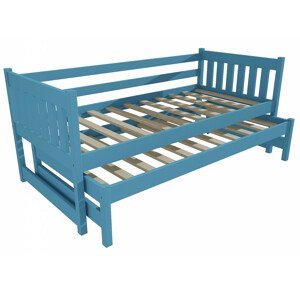 Dětská postel s výsuvnou přistýlkou DPV 006 (Rozměr: 90 x 190 cm, Barva dřeva: barva modrá)