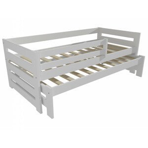 Dětská postel s výsuvnou přistýlkou DPV 007 se zábranou (Rozměr: 90 x 190 cm, Barva dřeva: barva bílá)