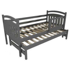 Dětská postel s výsuvnou přistýlkou DPV 008 se zábranou (Rozměr: 90 x 190 cm, Barva dřeva: barva šedá)