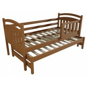 Dětská postel s výsuvnou přistýlkou DPV 008 se zábranou (Rozměr: 90 x 200 cm, Barva dřeva: moření dub)