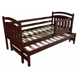 Dětská postel s výsuvnou přistýlkou DPV 008 se zábranou (Rozměr: 90 x 190 cm, Barva dřeva: moření ořech)