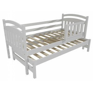 Dětská postel s výsuvnou přistýlkou DPV 008 se zábranou (Rozměr: 90 x 190 cm, Barva dřeva: barva bílá)