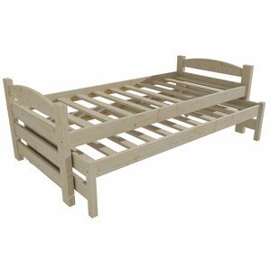 Dětská postel s výsuvnou přistýlkou DPV 009 (Rozměr: 90 x 180 cm, Barva dřeva: surové dřevo)