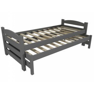 Dětská postel s výsuvnou přistýlkou DPV 009 (Rozměr: 90 x 200 cm, Barva dřeva: barva šedá)