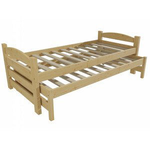 Dětská postel s výsuvnou přistýlkou DPV 009 (Rozměr: 90 x 200 cm, Barva dřeva: bezbarvý lak)