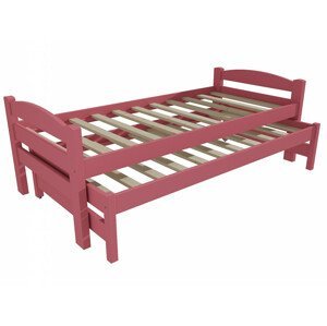Dětská postel s výsuvnou přistýlkou DPV 010 (Rozměr: 90 x 190 cm, Barva dřeva: barva růžová)