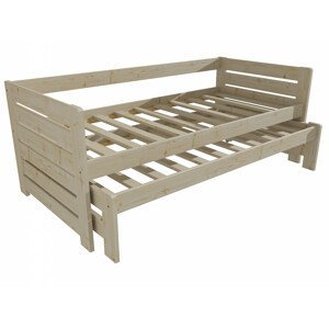Dětská postel s výsuvnou přistýlkou DPV 011 (Rozměr: 90 x 200 cm, Barva dřeva: surové dřevo)