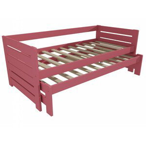 Dětská postel s výsuvnou přistýlkou DPV 011 (Rozměr: 90 x 190 cm, Barva dřeva: barva růžová)