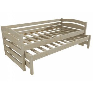 Dětská postel s výsuvnou přistýlkou DPV 012 (Rozměr: 90 x 190 cm, Barva dřeva: surové dřevo)