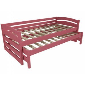 Dětská postel s výsuvnou přistýlkou DPV 012 (Rozměr: 90 x 190 cm, Barva dřeva: barva růžová)