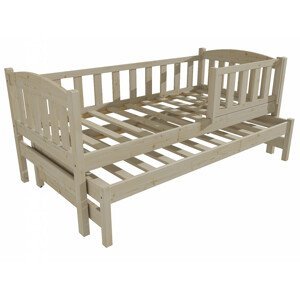 Dětská postel s výsuvnou přistýlkou DPV 013 se zábranou (Rozměr: 90 x 190 cm, Barva dřeva: surové dřevo)