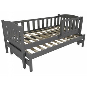 Dětská postel s výsuvnou přistýlkou DPV 013 se zábranou (Rozměr: 90 x 200 cm, Barva dřeva: barva šedá)