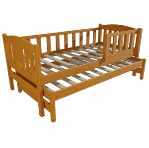 Dětská postel s výsuvnou přistýlkou DPV 013 se zábranou (Rozměr: 90 x 190 cm, Barva dřeva: moření olše)
