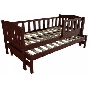 Dětská postel s výsuvnou přistýlkou DPV 013 se zábranou (Rozměr: 90 x 200 cm, Barva dřeva: moření ořech)