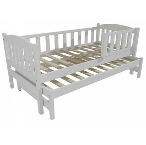 Dětská postel s výsuvnou přistýlkou DPV 013 se zábranou (Rozměr: 90 x 190 cm, Barva dřeva: barva bílá)