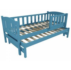 Dětská postel s výsuvnou přistýlkou DPV 013 se zábranou (Rozměr: 90 x 200 cm, Barva dřeva: barva modrá)
