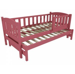 Dětská postel s výsuvnou přistýlkou DPV 013 se zábranou (Rozměr: 90 x 190 cm, Barva dřeva: barva růžová)