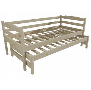 Dětská postel s výsuvnou přistýlkou DPV 014 (Rozměr: 90 x 190 cm, Barva dřeva: surové dřevo)