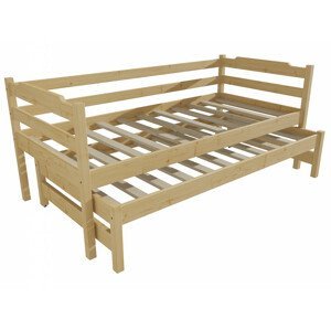 Dětská postel s výsuvnou přistýlkou DPV 014 (Rozměr: 90 x 180 cm, Barva dřeva: bezbarvý lak)