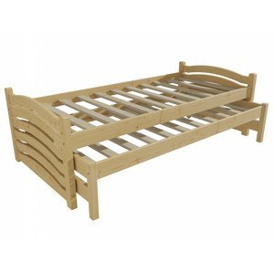 Dětská postel s výsuvnou přistýlkou DPV 015 (Rozměr: 90 x 200 cm, Barva dřeva: bezbarvý lak)