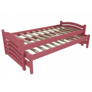 Dětská postel s výsuvnou přistýlkou DPV 015 (Rozměr: 90 x 190 cm, Barva dřeva: barva růžová)