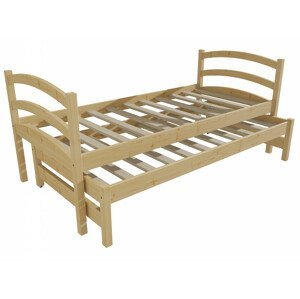 Dětská postel s výsuvnou přistýlkou DPV 016 (Rozměr: 90 x 200 cm, Barva dřeva: bezbarvý lak)
