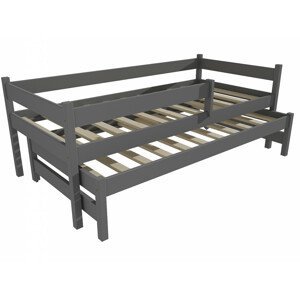 Dětská postel s výsuvnou přistýlkou DPV 017 se zábranou (Rozměr: 90 x 190 cm, Barva dřeva: barva šedá)
