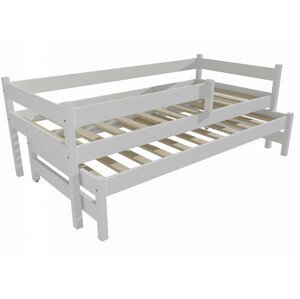 Dětská postel s výsuvnou přistýlkou DPV 017 se zábranou (Rozměr: 90 x 190 cm, Barva dřeva: barva bílá)