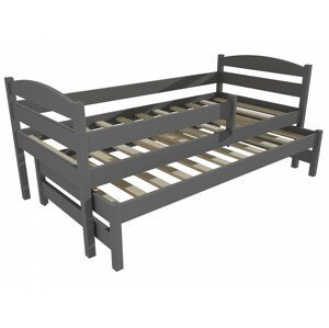 Dětská postel s výsuvnou přistýlkou DPV 018 se zábranou (Rozměr: 90 x 190 cm, Barva dřeva: barva šedá)