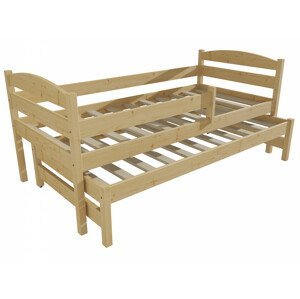 Dětská postel s výsuvnou přistýlkou DPV 018 se zábranou (Rozměr: 90 x 190 cm, Barva dřeva: bezbarvý lak)