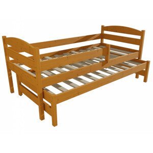 Dětská postel s výsuvnou přistýlkou DPV 018 se zábranou (Rozměr: 90 x 190 cm, Barva dřeva: moření olše)