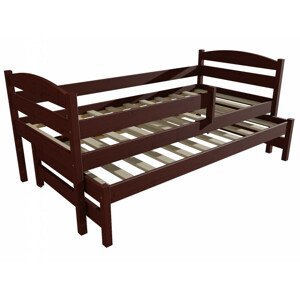 Dětská postel s výsuvnou přistýlkou DPV 018 se zábranou (Rozměr: 90 x 200 cm, Barva dřeva: moření ořech)